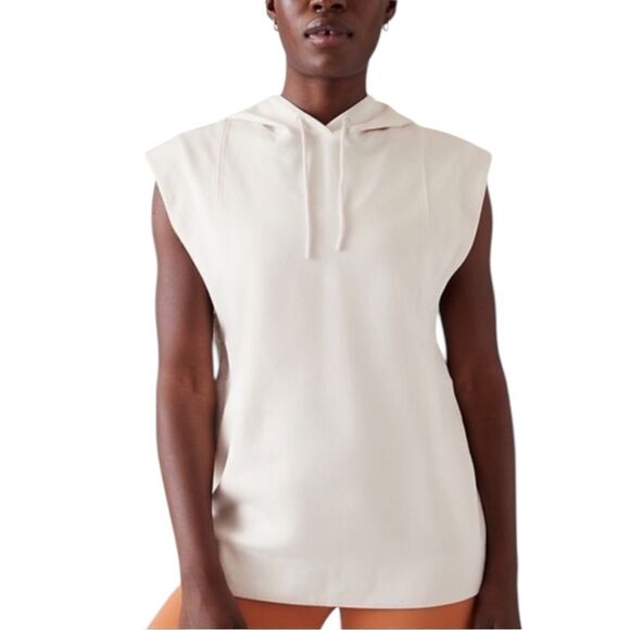 Athleta Sundown Tank Sweatshirt White Hoodie Activewear Extra Small NWOT - Picture 1 of 11